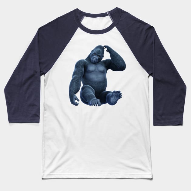 Gorilla Ape Sitting Baseball T-Shirt by freestyle_T33S